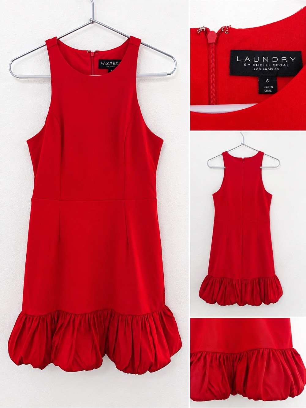 Laundry By Shelli Segal Red Sleeveless Ruffle-Hem Dress